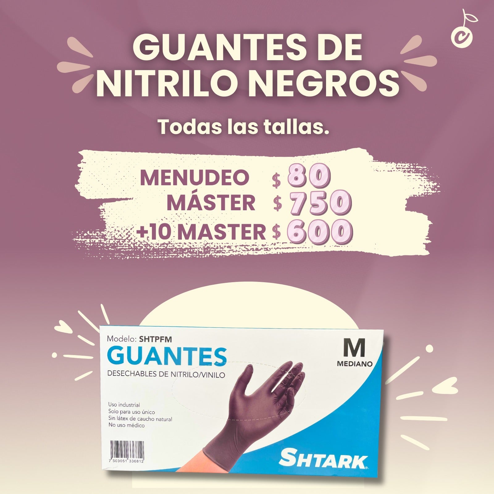 GUANTES DE NITRILO NEGRO SHTARK